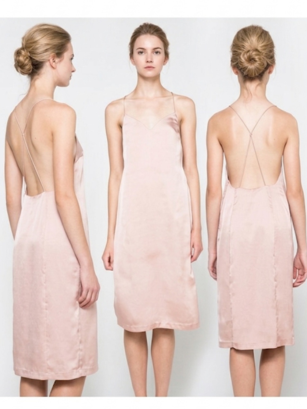 Stelen Kate Slip Dress with Open Back Spaghetti Straps - M